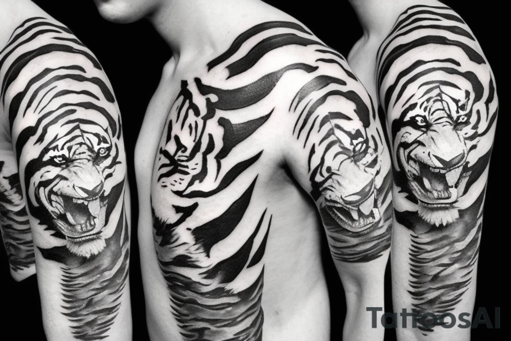 Realistic anger tiger tattoo idea
