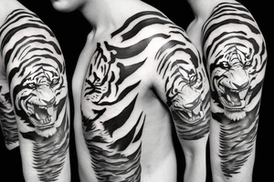 Realistic anger tiger tattoo idea