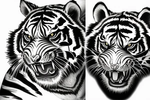 Realistic angry tiger tattoo idea