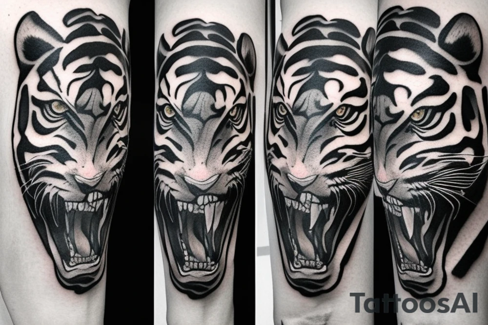 Realistic angry tiger tattoo idea