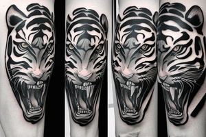 Realistic angry tiger tattoo idea