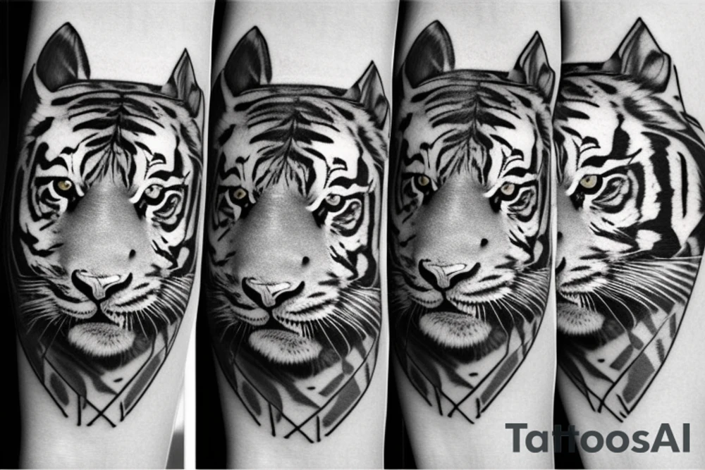 Realistic tiger on the arm tattoo idea
