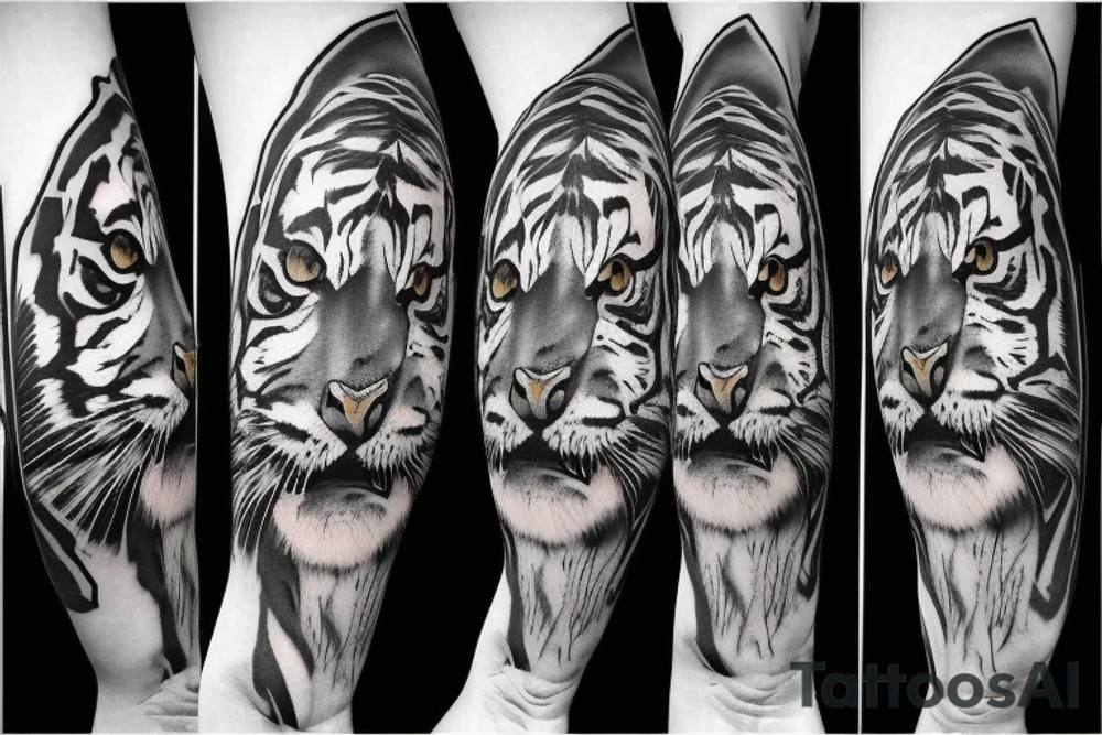 Realistic tiger on the arm tattoo idea