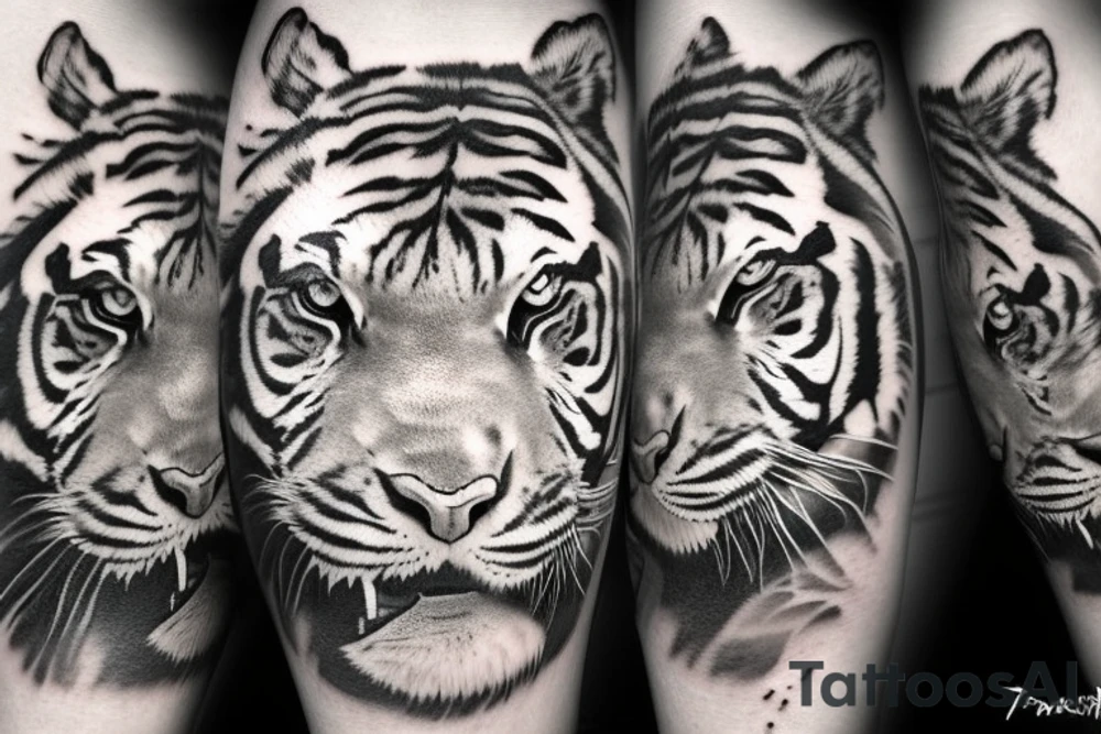 Realistic tiger with shadows tattoo idea