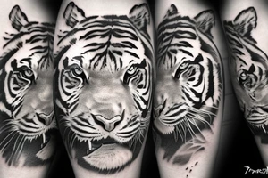 Realistic tiger with shadows tattoo idea