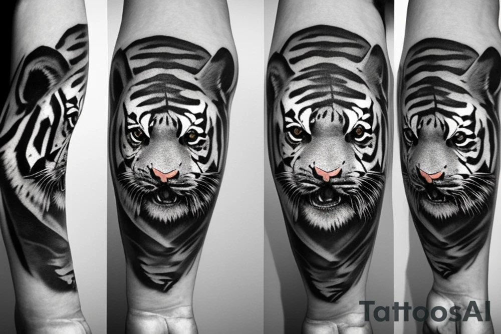 Realistic tiger with shadows tattoo idea