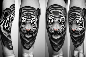 Realistic tiger with shadows tattoo idea