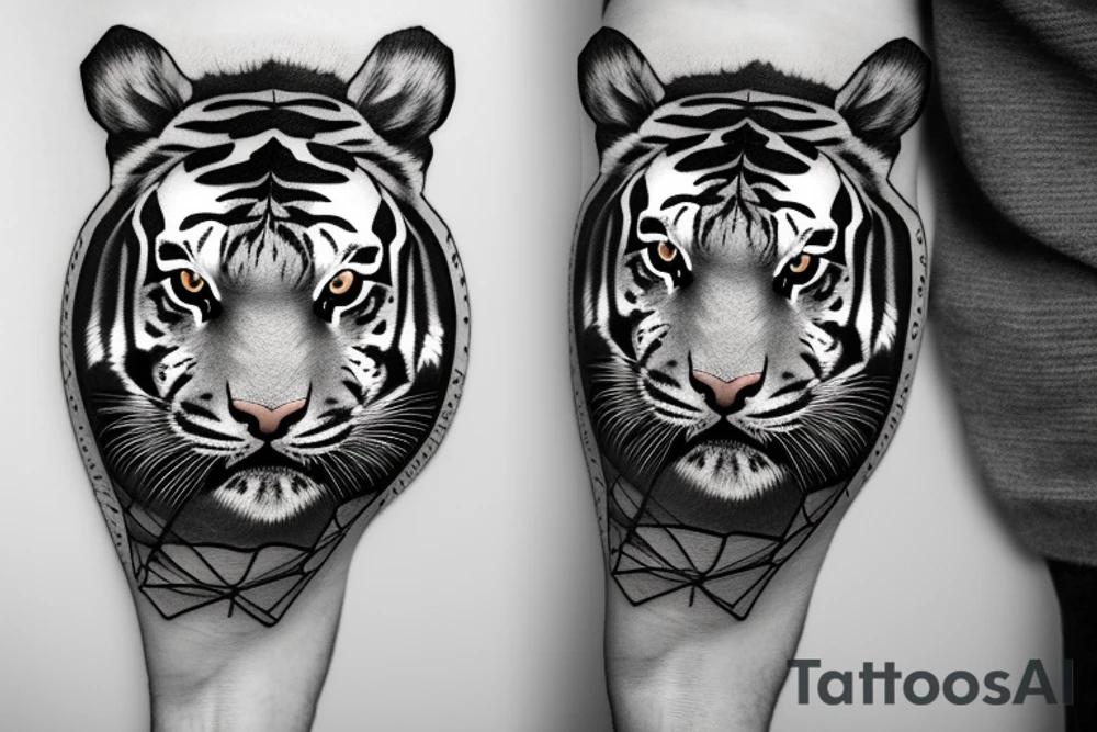 Realistic tiger with a city view tattoo idea
