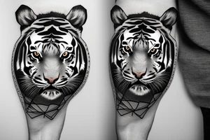 Realistic tiger with a city view tattoo idea