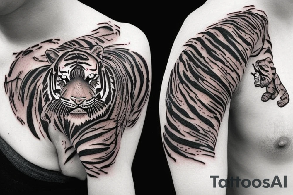 Realistic tiger and chakra tattoo idea