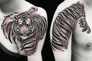 Realistic tiger and chakra tattoo idea