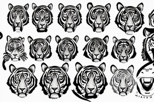 Tiger head with jungle trees tattoo idea
