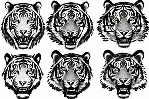 Tiger head with jungle trees tattoo idea