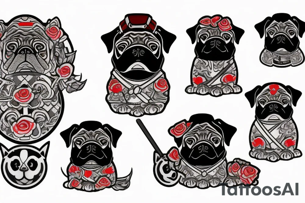 a samurai pug tattoo idea
