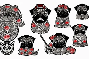 a samurai pug tattoo idea
