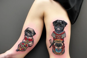 a samurai pug tattoo idea
