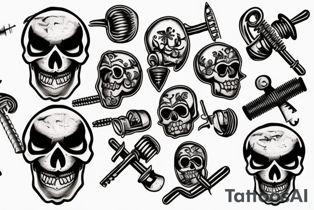 a skull with a screw in it tattoo idea