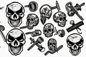 a skull with a screw in it tattoo idea