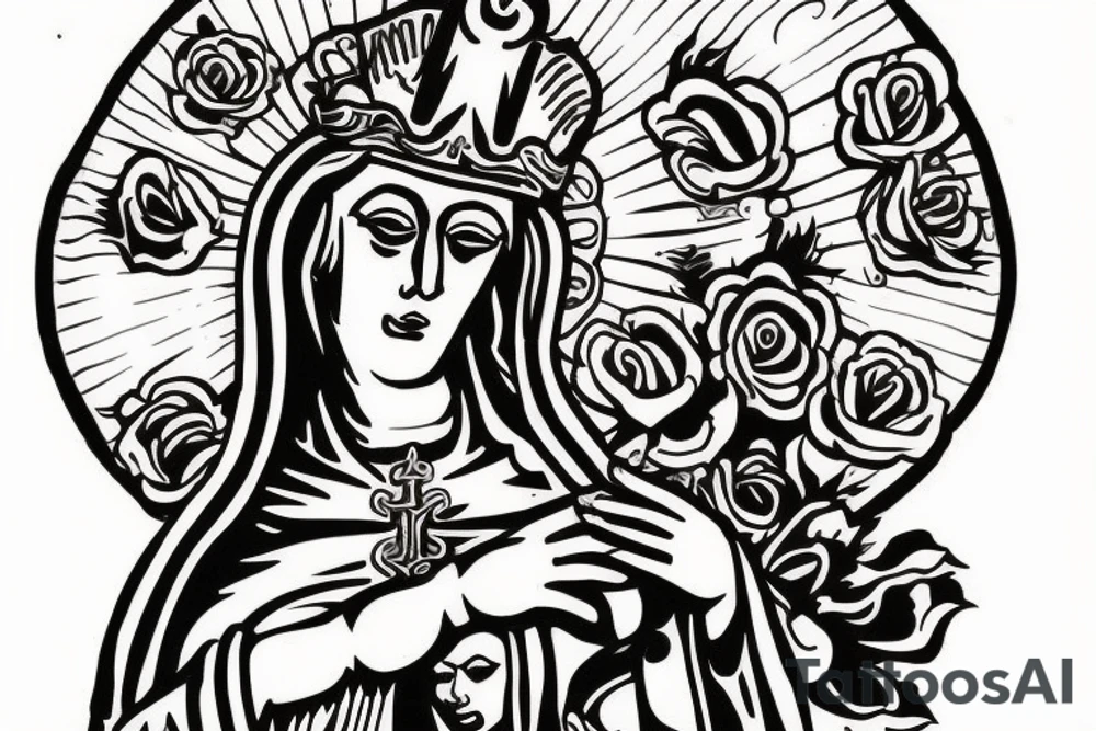 the virgin Guadalupe as a lucha tattoo idea