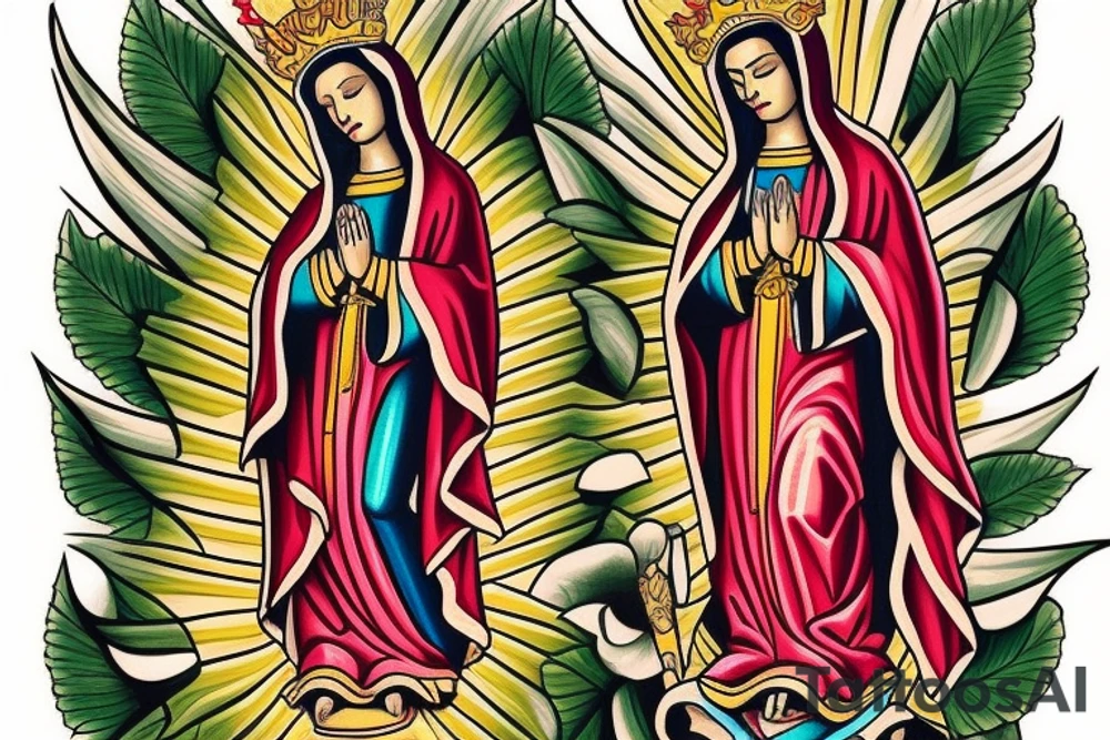 the virgin Guadalupe as a lucha tattoo idea