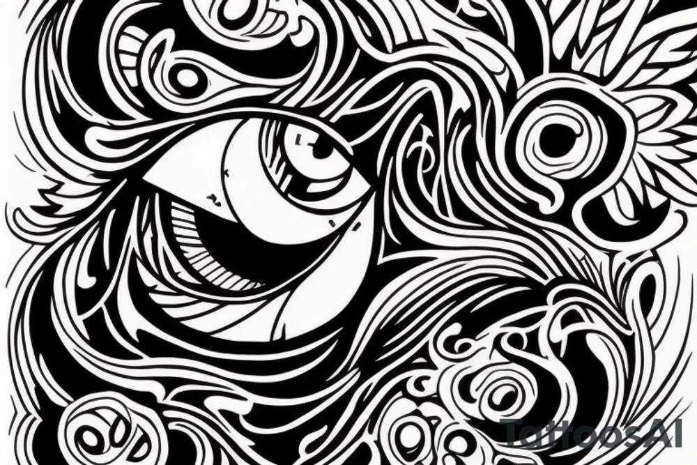 color sketch for the proverbial tattoo motif 
"an eye for an eye" tattoo idea