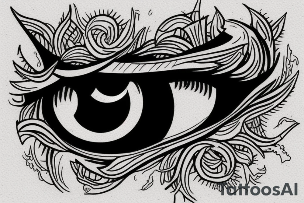 color sketch for the proverbial tattoo motif 
"An eye for an eye. A tooth for a tooth." tattoo idea