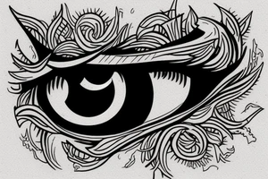 color sketch for the proverbial tattoo motif 
"An eye for an eye. A tooth for a tooth." tattoo idea