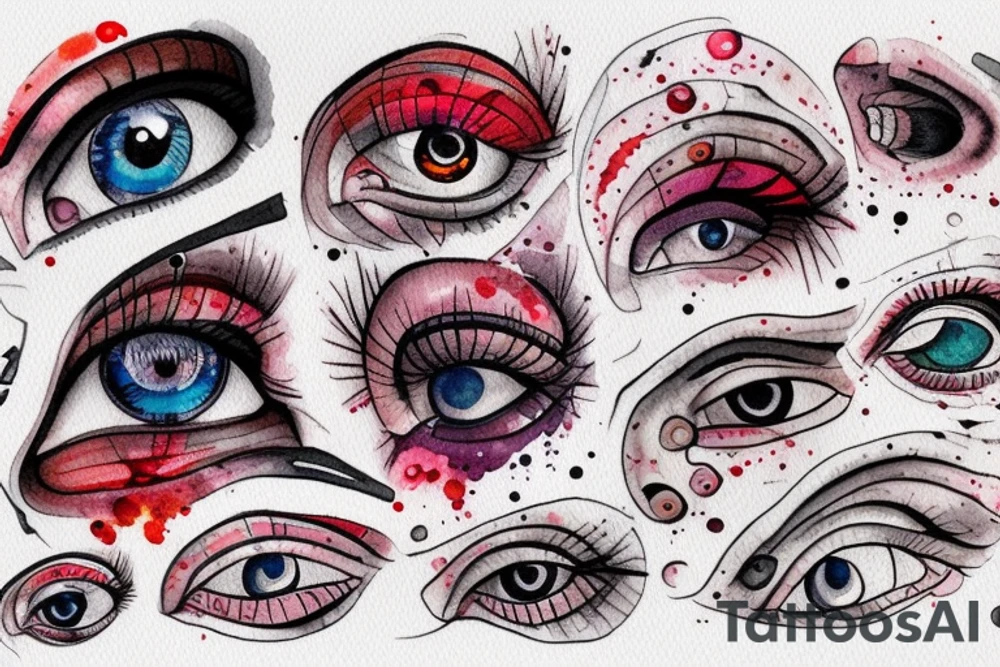 Eye on the bulge with specks of blood from the internal organs of the eye. tattoo idea