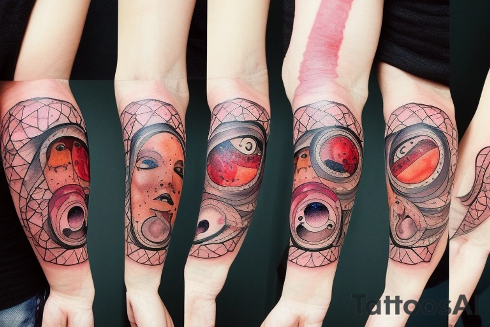 Eye on the bulge with specks of blood from the internal organs of the eye. tattoo idea
