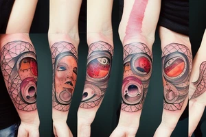 Eye on the bulge with specks of blood from the internal organs of the eye. tattoo idea