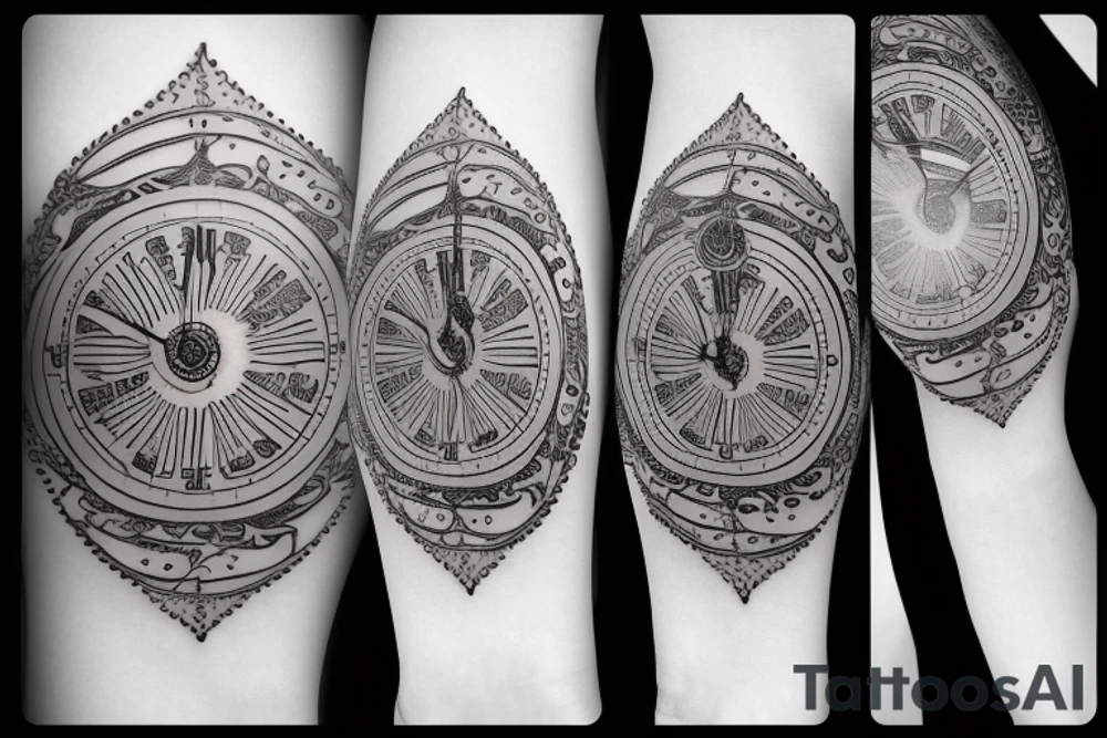 A lily flower behind a pocket watch tattoo idea