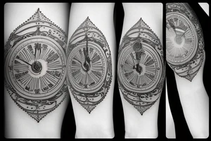 A lily flower behind a pocket watch tattoo idea