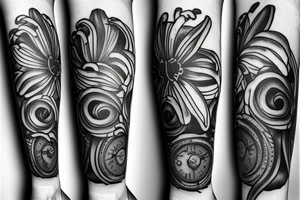 A lily flower behind a pocket watch tattoo idea