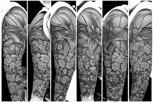 A lily flower behind a pocket watch tattoo idea