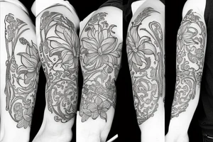 A lily flower behind a pocket watch tattoo idea