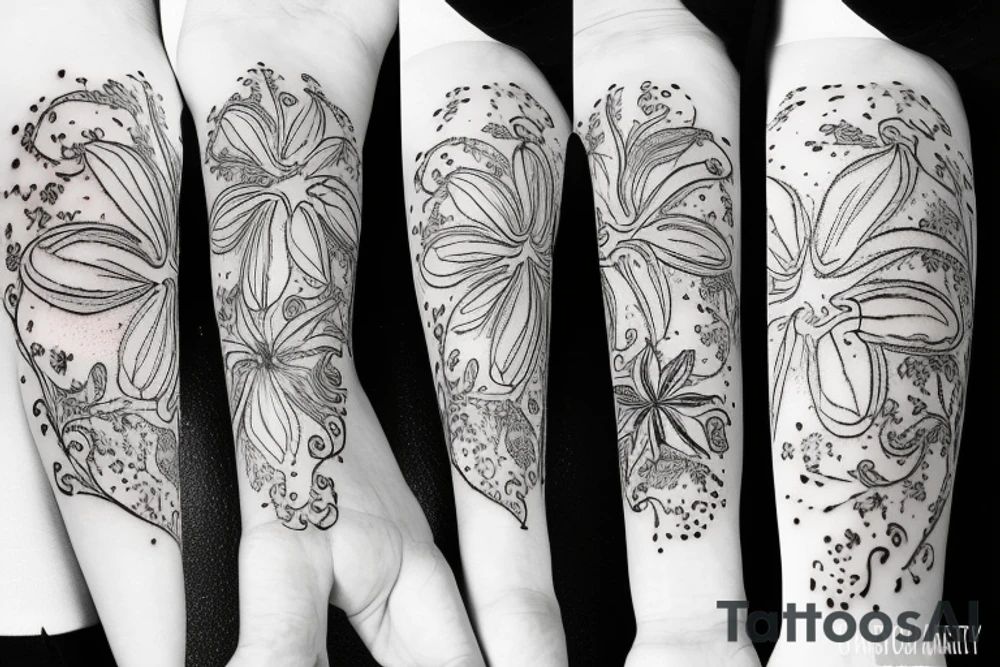A lily flower behind a pocket watch tattoo idea