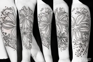 A lily flower behind a pocket watch tattoo idea