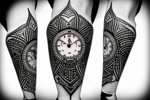 A lily flower behind a pocket watch tattoo idea