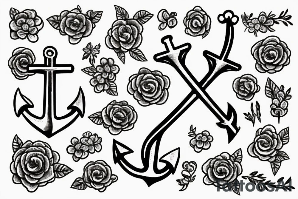anchor with flowers tattoo idea