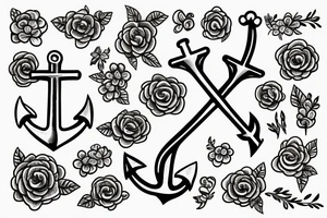 anchor with flowers tattoo idea