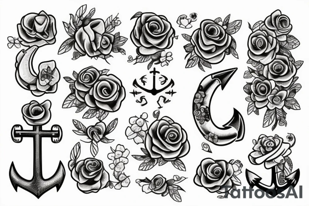 anchor with flowers tattoo idea