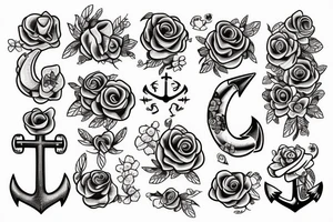 anchor with flowers tattoo idea