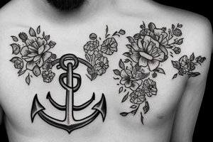 anchor with flowers tattoo idea