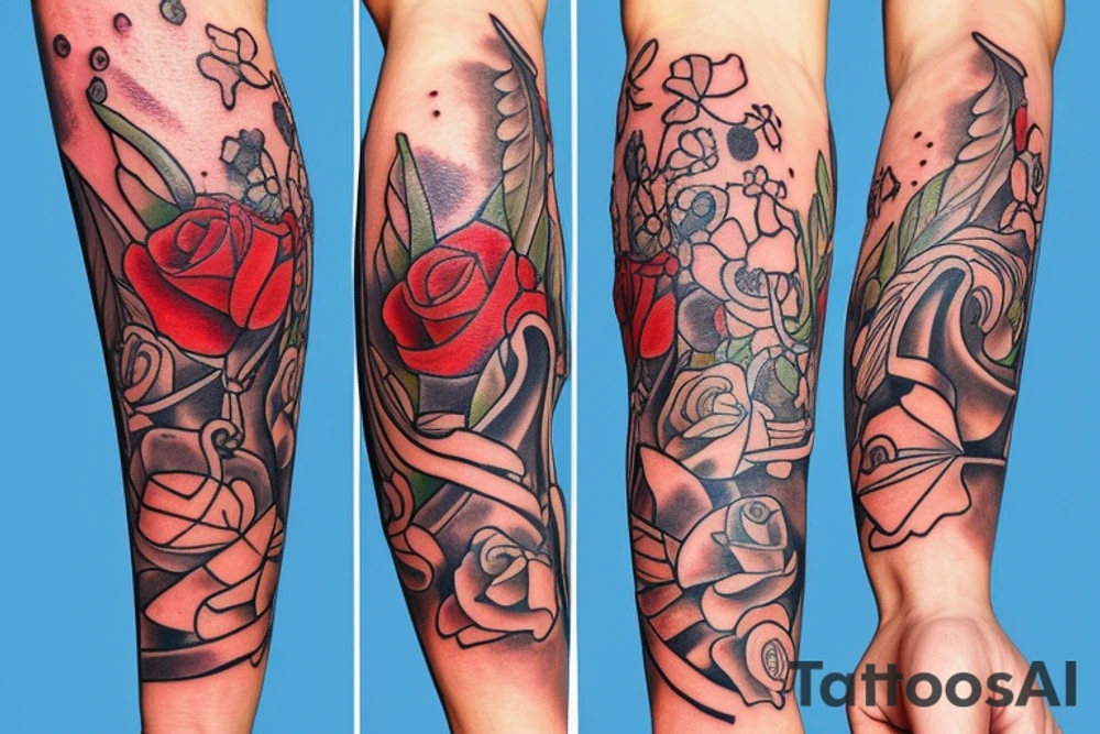 anchor with flowers tattoo idea