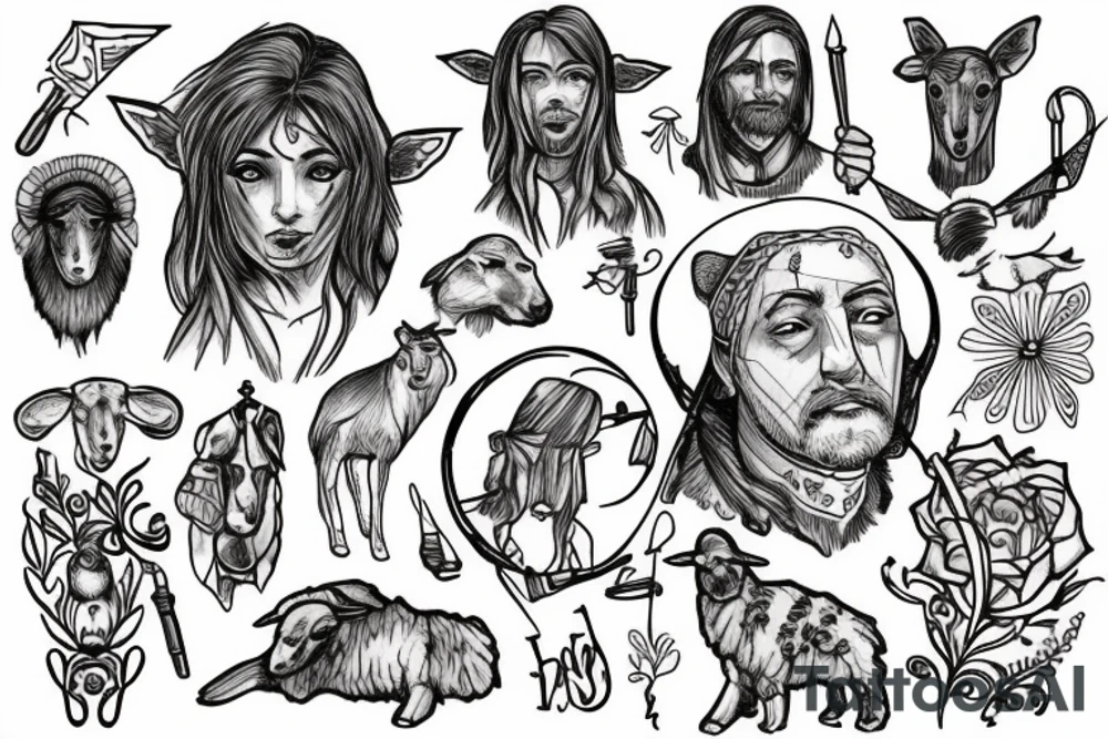 a shepherd with staff tattoo idea