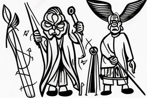 a tall old men carring a shepherds staff carried like a pastor tattoo idea