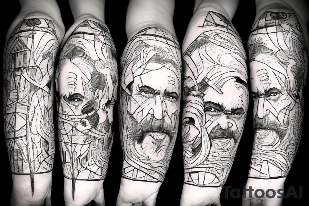 a tall old men carring a shepherds staff carried like a pastor tattoo idea