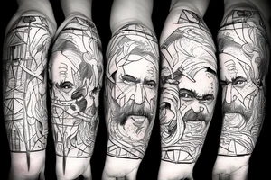 a tall old men carring a shepherds staff carried like a pastor tattoo idea