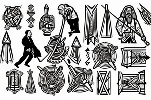 a tall old men carring a shepherds staff carried like a pastor tattoo idea