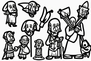 a tall old men carring a shepherds staff carried like a pastor tattoo idea